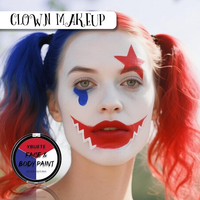 Blue White Red Professional Body Paint, Oil-Based Face paint for Adult Halloween Cosplay SFX Makeup Spider-Man,Devil ,Waterproof Non-Toxic Face Paint for Sports Games and Stage Performances