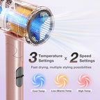 Ionic Diffuser Hair Dryer for Curly Hair, 1875W Fast Drying Blow Dryer with Diffuser and Concentrator Nozzle, Compact & Portable Negative Ion Hairdryer Blowdryer, 3 Heat 2 Speed Settings, Pink