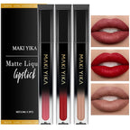 MAKI YIKA 3Pcs Matte Liquid Lipstick Makeup Set Red Dark Nude Lipstick Long Lasting Smudgeproof Transfer Proof Lip Makeup, MVPRed/Nude/LatteNude