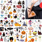 360PCS Halloween Temporary Tattoos for Kids, Halloween Face Fake Tattoo Body Stickers Decorations, Face Makeup Assorted Prizes Goody Bag Stuffers Party Favors Supplies Decor Pumpkin Witch Skull Adult