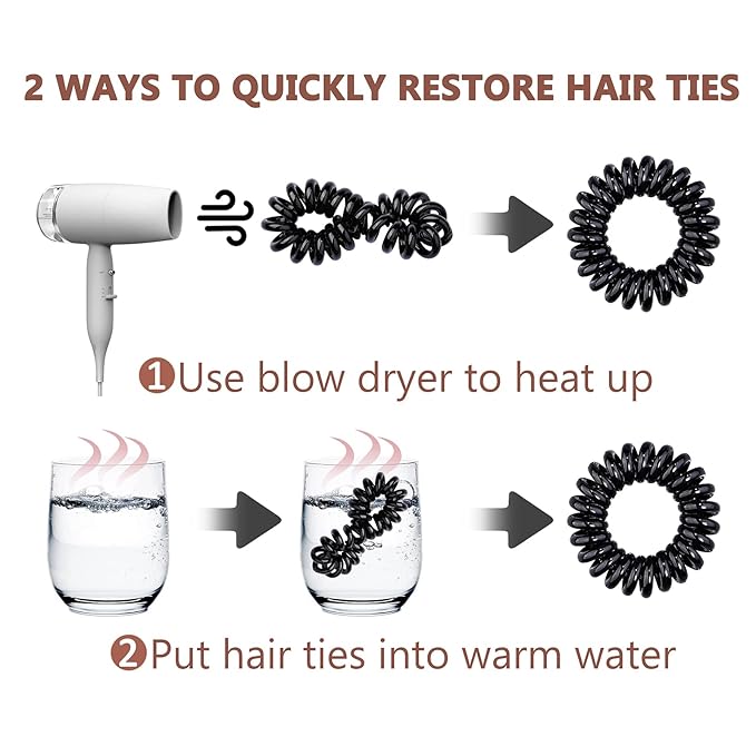 18 Pcs Women Ponytail Braid Hair Elastic No Crease Spiral Hair Ties, Girls Multi-color Waterproof Coil Hair Accessories (Small Hair Ties)