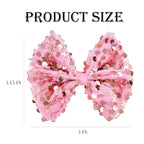 Velvet Sequin Hair Bows Elegant Rose Gold Bow for Women Girls, 4in Glitter Handmade Hair Clips Alligator Clips Ponytail Holder Hair Accessories for Christmas, Birthday Party, Wedding, Valentines