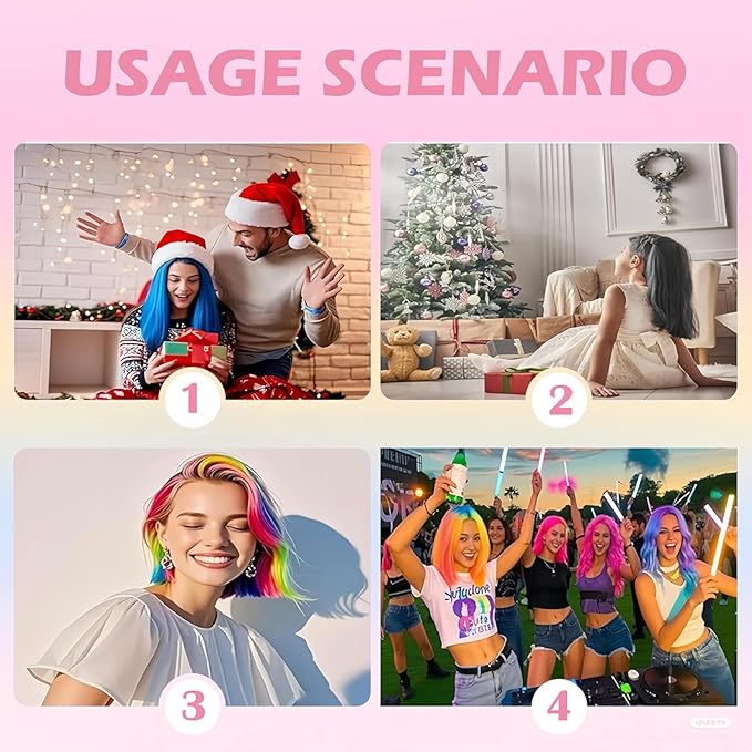 Festive Fun Hair Chalk Combs,10 Colors Instant Hair Color Comb Washable Quick Dry Vibrant Temporary ColorWashable Hair Chalk New Year Birthday Cosplay, Birthday Party, Christmas Gifts (10 Color)