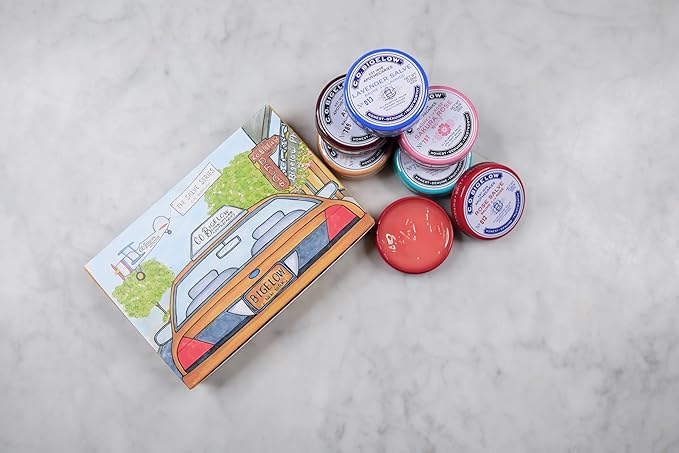 C.O. Bigelow Assorted Salve Tins, Pack of 6 Lip Balm Tins, Rose, Lavender, Sakura Rose, Coco Vanilla, Apple, Herbal Mint All Purpose Salve for Lips, Cuticles, Hands & Dry Skin, Lip Balm Set, 0.8 oz
