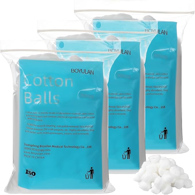 2000pcs Soft Cotton Balls Bulk Medium Cotton Ball for Absorbent Multipurpose Nail Polish Remover Makeup Remover for Facial Ears Crafting Cleaning Skin Applying Lotion Pet Care