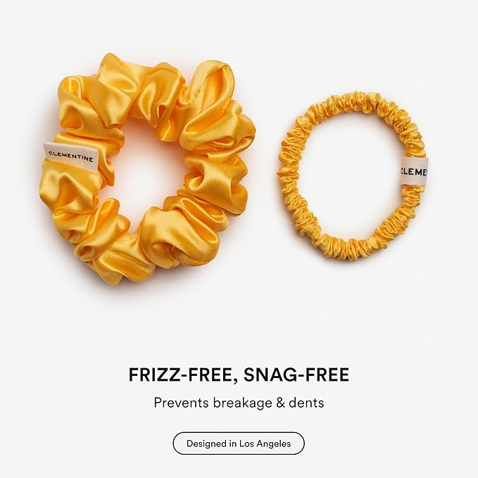 Clementine Sleepwear Organic Silk Scrunchie Set Flower Shop | 4 Skinny and 4 Midi Scrunchies Made with GOTS Certified Silk for Gentle, Frizz-Free Styling