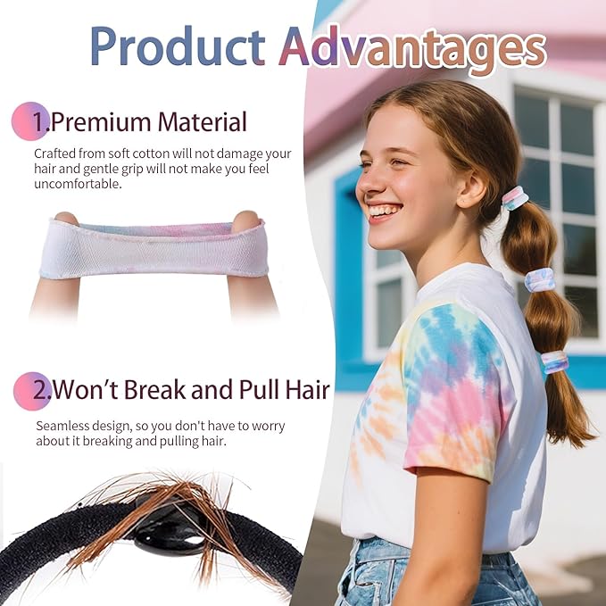 Bessrung 100 PCS No Damage Hair Ties for Women Girls, Soft Seamless Elastic Hair Bands for Ponytails, Thick Thin Hair,Stretchy Snag-Free Nylon Bow Hair Ties Christmas Gift (Leopard Print, Multicolor)