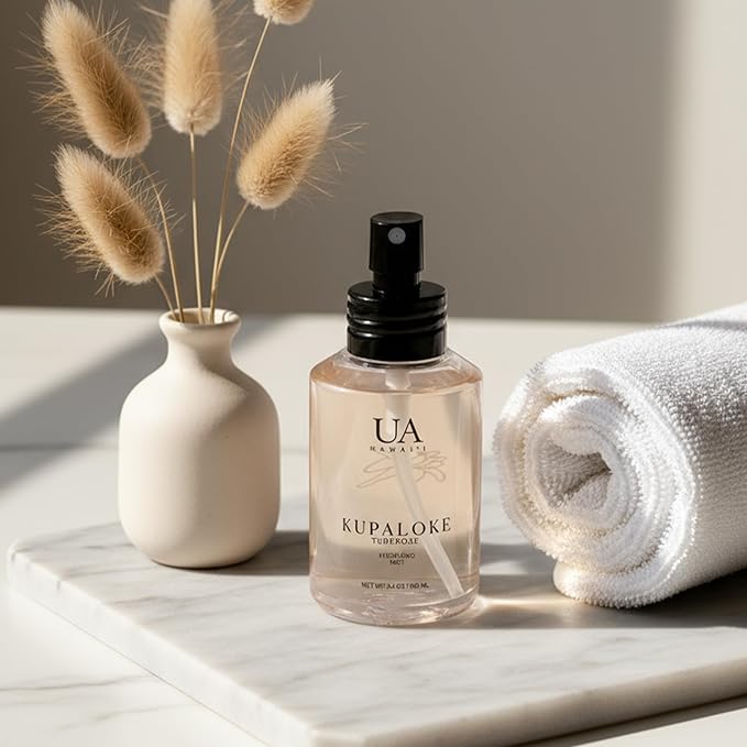 Kupaloke Tuberose Body and Hair Mist from Hawaii, Hair Perfume for a Light, Hydrating Refresh, Body Mist for Women and Men, Alcohol-Free, With Moisturizing Hyaluronic Acid & Glycerin, 3.4 oz