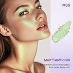 Holographic Light Green Glitter Eyeshadow, Multichrome Shimmer Color Shifting Single Eyeshadow, Chameleon Metallic Iridescent Eye Shadow Palette Bouncy Texture Fairy Highlighter Makeup #5