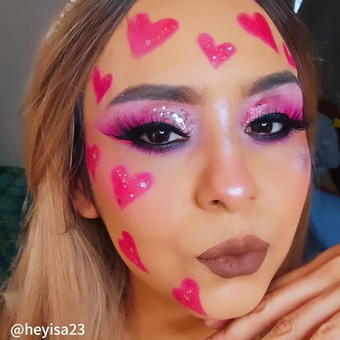 Pink Face Glitter Gel,Singer Concerts Music Festival Pink Out Accessories,Lover Heart Body Glitter Gel,Halloween Sequins Face Glitter Paint Makeup,Sparkling Hair Chunky Glitter for Women,50ML