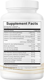 Micro Ingredients Hair Growth Vitamins for Women & Men, 240 Capsules | 14-in-1 Formula with Biotin, Collagen, Keratin, Saw Palmetto & More | Thicker, Fuller, Nourishes Thinning & Loss Hair Support