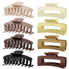 TOCESS Big Claw Clips for Women & Girls, 8 Pack 4.33 Inch Matte Jumbo Hair Claw Clips, Strong Hold Non-Slip Rectangle Hair Clamps for Thick, Curly, Long or Fine Hair