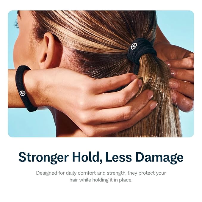 Gimme Beauty Medium Hair Bands Seamless Nylon - Low Profile Hair Accessory - Snag Free Tie for Firm, Lasting Hold - Soft, Non-Slip Ponytail Holder for Women - Cool Colors, 12-Pack