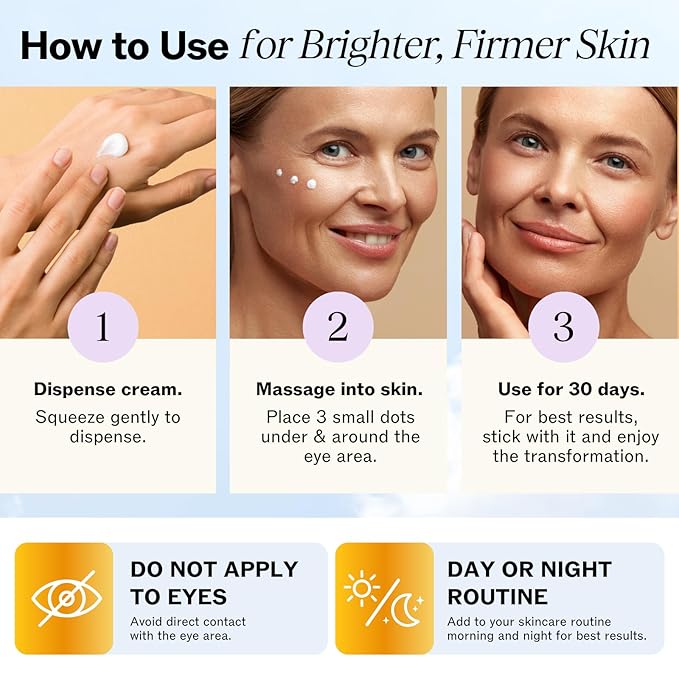 LilyAna Naturals Eye Cream for Dark Circles and Puffiness, Under Eye Cream for Wrinkles and Bags, Anti Aging - helps Improve Dryness; for Sensitive Skin - 1.7 oz - Made in USA