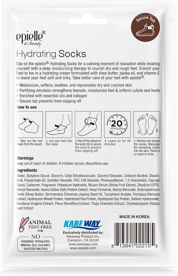 Epielle Hydrating & Moisturizing Hand & Foot Masks, Relieve and Soften Dry, Rough Skin, Self Care Gifts for Women, Spa Kit, Stocking Stuffers, 6 Moisturizing Gloves & 6 Moisturizing Socks