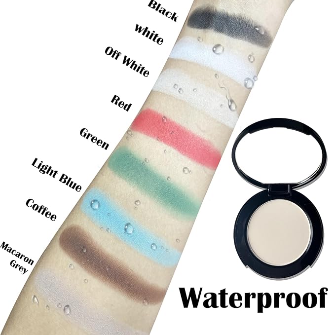 MEICOLY Off White Single Eyeshadow with Mirror,Beige Matte Eye Shadow for Halloween Makeup,Pressed Powder Eyeshadow,Matte Shade Eyelid Color Eye Makeup,High Pigment,Long Wear,Waterproof