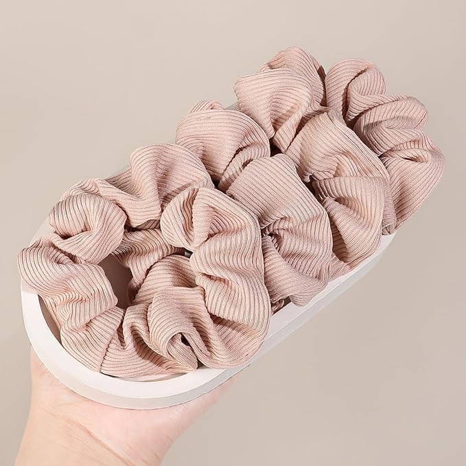 Hair Scrunchies for Women - Hair Ties No Damage Both for Thick Hair or Thin Hair Curl Hair No Crease Pink Scrunchies Ponytail Holder No Hurt Your Hair