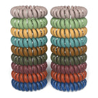 Teqifu18 Pack Hair Elastics, No Crease Spiral Hair Ties Hair Bands Matte Color Waterproof Phone Cord Hair Scrunchies Hair Coils Accessories for Women Girls