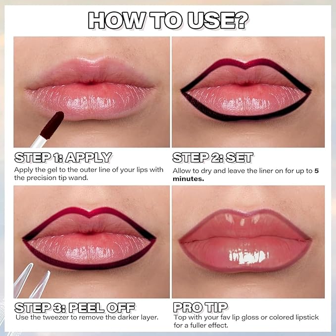 3Pcs Peel Off Lip Liner Lipstick Makeup, Chestnut Nude Brown Peel Off Lipgloss for Women Magic Lipstick 24 Hours Original Lip Liner Makeup Stain (#C, 1 Count (Pack of 3))