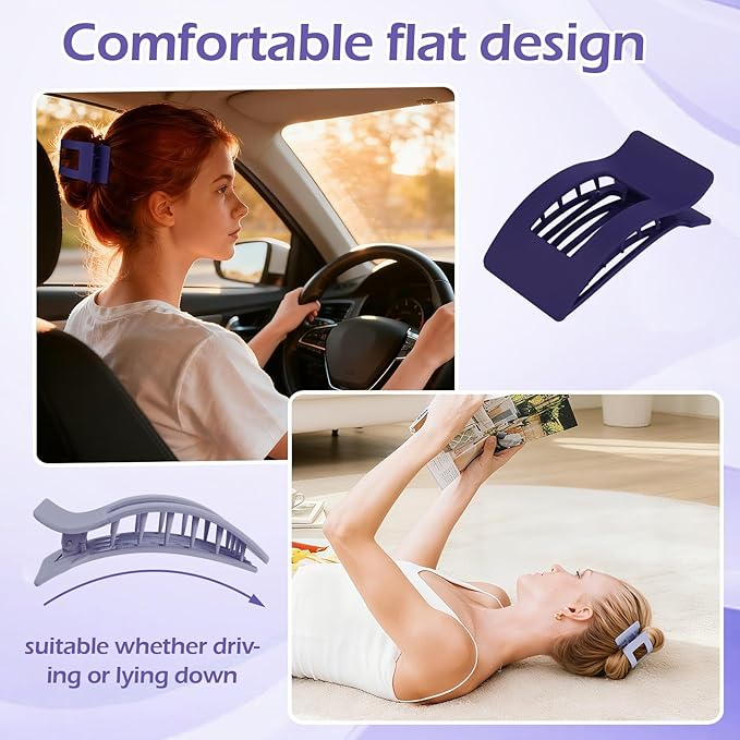 French Flat Hair Clips for Women 6pcs Hair Claw Clips for Thick or Thin Hair Matte Claw Clips for Girls Barrettes Non-Slip Strong Hold Hair Accessories for Women (Purple)