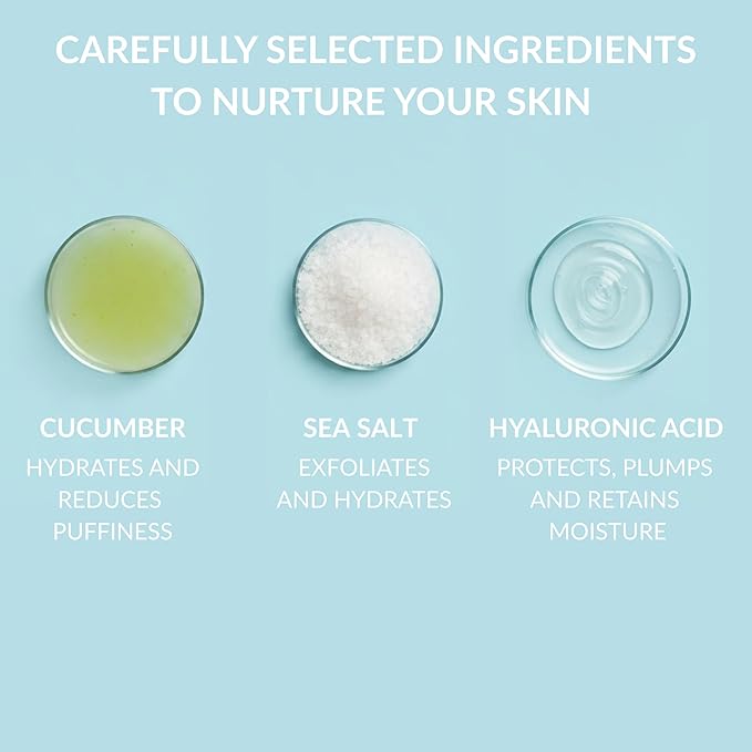 SpaScriptions Exfoliating Hyaluronic Acid Body Wash - 32 fl oz, Scented Moisturizing Body Wash with Sea Salt for Soft Glowing Skin, Gentle Natural Daily Cleanser Body Scrub, PH Balanced, Paraben Free