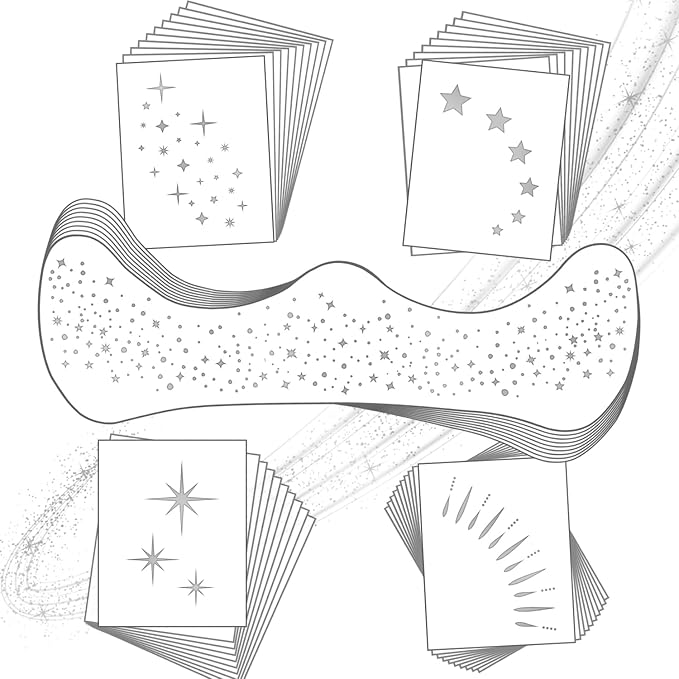 20 Pcs Face Makeup Patches, Glitter Freckles Face Tattoo for Teenagers & Young Women, Sparkle Freckles Makeup Patches, Waterproof Face Glitter Freckles for Christmas (Silver)