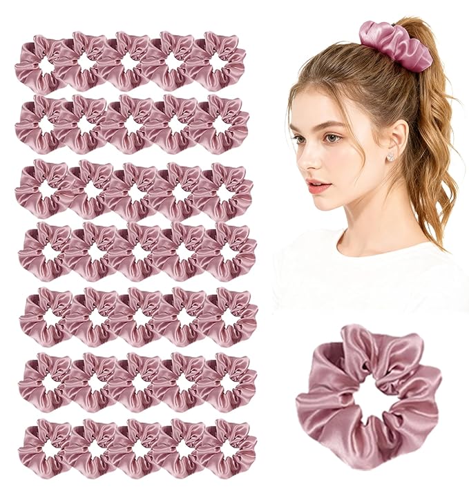 36Pack Womens Silk Scrunchies Satin Scrunchy Hairtie Hairbands Silky Hair Ties Elastics Hairs Bow Accessory Ponytail Holder