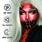 Red Oil Based Face Body Paint Stick, Non-toxic Full-coverage Face Painting for Halloween Cosplay SFX Makeup Clown Joker Demon Vampire, Waterproof Cream Red Eye Black Stick for Costumes Party