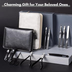 FAMILIFE Professional Manicure Set, Manicure Kit, Nail Clippers Set, 11 in 1 Stainless Steel Black Pedicure Tool, Nail Kit with Portable Leather Travel Case Luxury Gifts