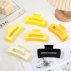 4 Inch Big Hair Claw Clips 6 Pcs Large Claw for Thick Hair Square Hair Clips for Women Rectangle Hair Clips Nonslip Acrylic Banana Jaw Clips Hair Accessories for Girls (Yellow)