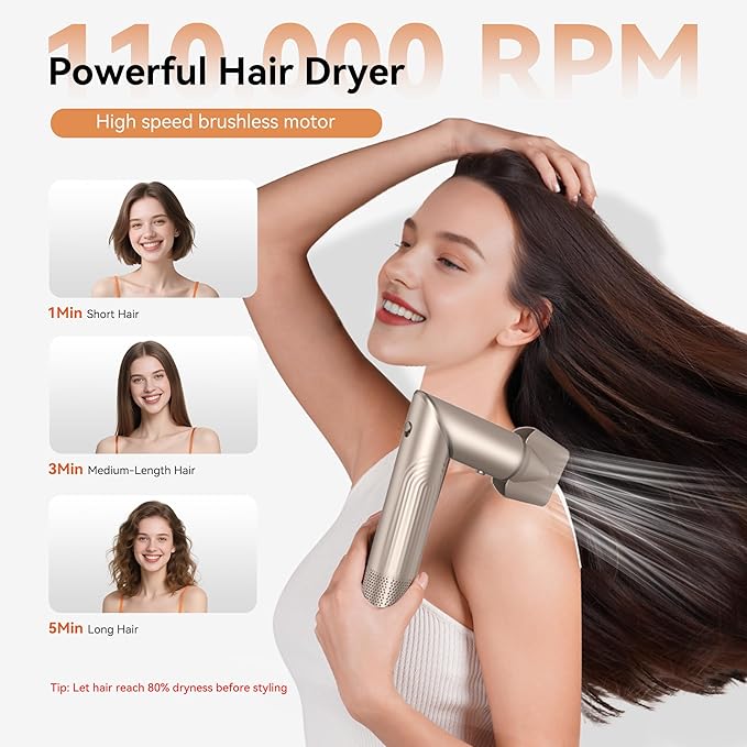 5 in 1 Hair Dryer Brush,110,000 RPM High-Speed Hair Styling Tools,Upgrade Air Curling Wrap Styler,Detachable Blow Dryer Brushs with Auto Wrap Curlers,Hot Air Brush for Straight/Curl/Drying/Smoothing