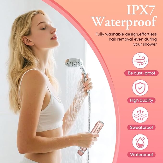 2 in 1 Women Electric Shaver Dual Head Bikini Trimmer for Women IPX7 Waterproof Wet & Dry Use Body Hair Trimmer and Facial Hair Remover for Bikini Underarm Leg Arm Body Face