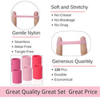 LuSeren 120 Pcs Pink Hair Ties for Women, No Damage Soft Seamless Nylon Hair Elastics for Thick Hair, Ponytail Holders, 3 Gradient Pink Hair Accessories