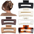 4 Inch Big Hair Claw Clips 6 Pcs Large Claw for Thick Hair Square Hair Clips for Women Rectangle Hair Clips Nonslip Acrylic Banana Jaw Clips Hair Accessories for Girls (Amber)