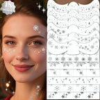 Glitter Snowflake Freckles Face Tattoos - 18 Sheets Waterproof Silver Temporary Makeup Patches for Women Kids Christmas Makeup Accessories