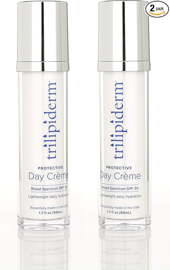 Trilipiderm Protective Day Crème, Broad Spectrum SPF 30 – 2-PACK – Lightweight, Fast-Absorbing Moisturizing Sunscreen, TSA-Friendly 1.7 Ounce Airless Pump Bottles