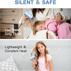 Slopehill Professional Ionic Hair Dryer, Powerful 1800W Fast Drying Low Noise Blow Dryer with 2 Concentrator Nozzle 1 Diffuser Attachments for Home Salon Travel (Matte Blue)