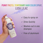 Punky Pastel Temporary Hair Color Spray - Lush Lilac, Temporary Hair Dye, Fast-Drying & Washable, 3.5 fl oz, 1 Pack