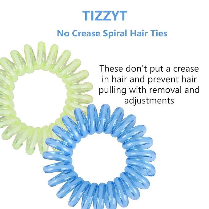 TIZZYT Spiral Hair Ties, No Crease Hair Elastics, Phone Cord Hair Ties, Ponytail Braid Holder For Women And Children, Suitable For Long Lasting Braids, Ponytails, Etc., 18 Pcs- Painless