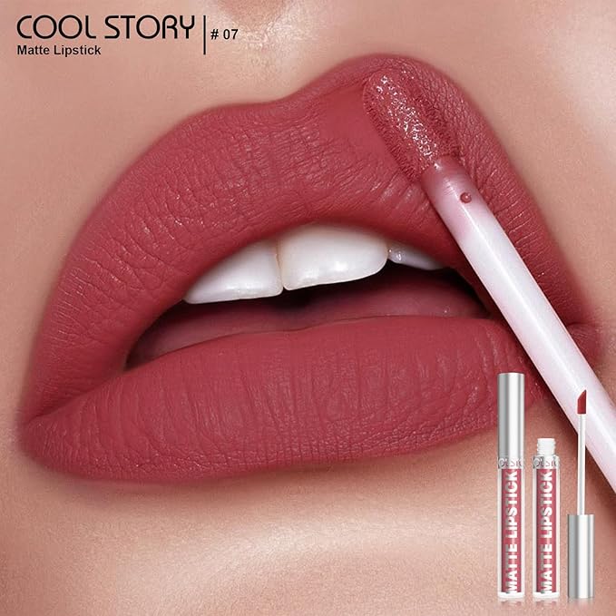 COOL STORY Matte Lip Stain Tint Highly Pigmented Color Long-Lasting Waterproof (07)