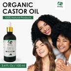 Seddy Organic Castor Oil - Cold Pressed | Hexane-Free | Pure | Hair, Scalp, Eyelashes, Eyebrows, Skin, & Nails | Hair Treatment Oil - 3.4 Fl. Oz