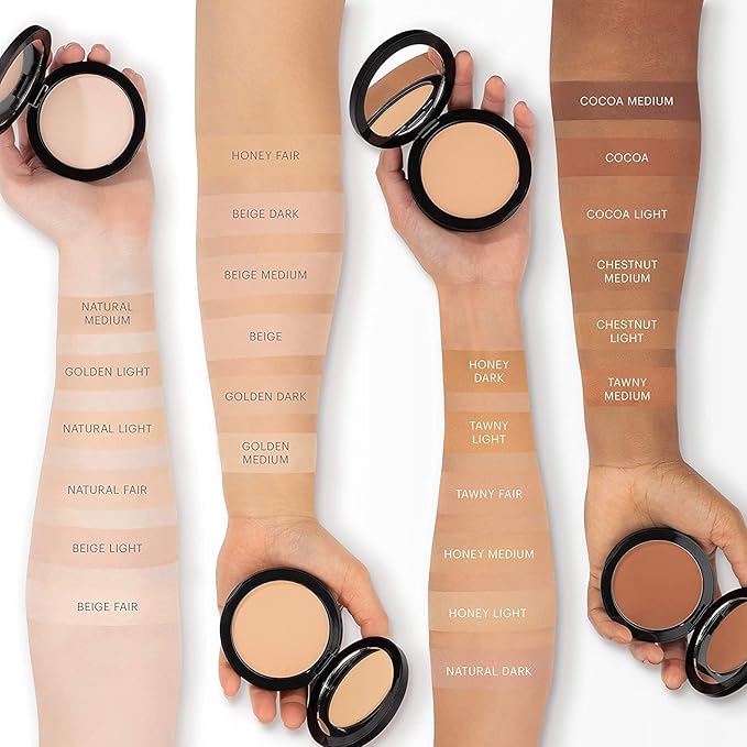 Glo Skin Beauty Pressed Base Powder Foundation Makeup (Tawny Medium) - Flawless Coverage for a Radiant Natural, Second-Skin Finish