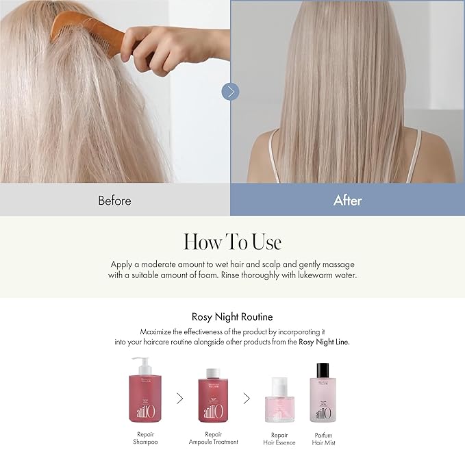 ANILLO Rosy Night Repair Shampoo – Anti-Dandruff & Damage Repair with Damask Rose Water & Ceramide – Color Safe, Silicone & Sulfate Free (15.22 fl. Oz)