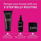 Glow Organics Stretch Mark Cream Belly Butter, Scrub and Oil, 3-Step Pregnancy Skin Care Kit, Belly Butter for Stretch Marks, Organic, Pregnancy & Baby Registry Must Haves, Mother To Be Gift.