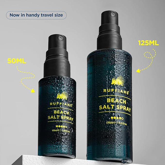 Ruffians Beach Salt Spray, Sea Salt Spray for Hair Men and Women, Texturising Volume Mist for Hydrated, Texture for Fine Hair, Natural Finish, 125ml