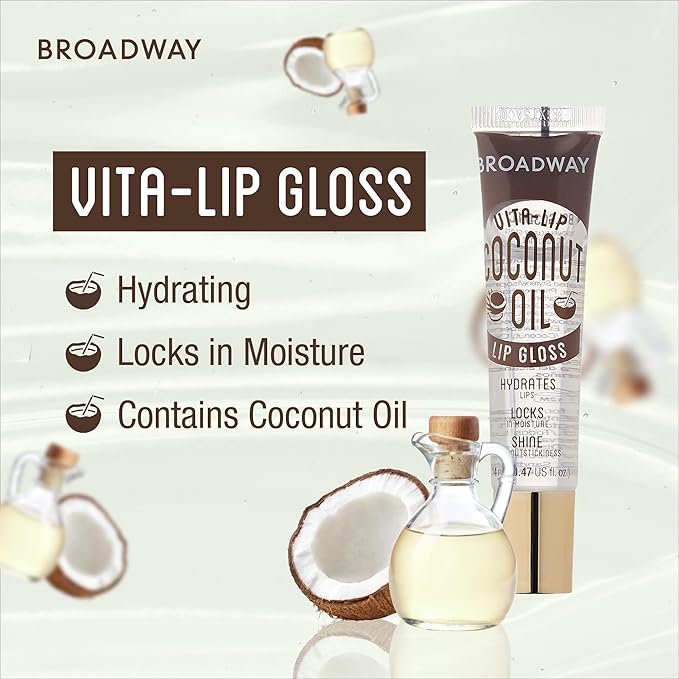 Ruby Kisses Broadway Vita-Lip Clear Lip Gloss (Coconut Oil 6 Pack), Ultra-Hydrating & Soothing Formula with Vitamin Oils, High-Shine Non-Sticky Finish, Healing Glossy Lip Balm Locks in Moisture
