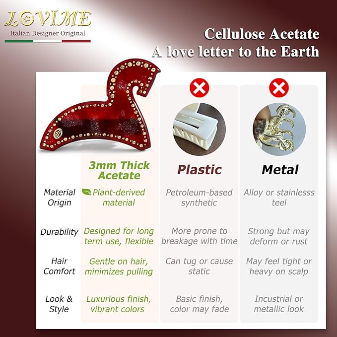 2026 Original Italian Designed Christmas Hair Clips for Women, Plant-Based Acetate Hair Hairpin for Birthday Girls, Handmade Christmas Hair Accessories With Gift Box-Steed Whisper