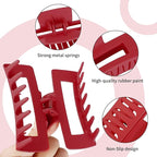 4 Inch Big Hair Claw Clips 6 Pcs Large Claw for Thick Hair Square Hair Clips for Women Rectangle Hair Clips Nonslip Acrylic Banana Jaw Clips Hair Accessories for Girls (Red)