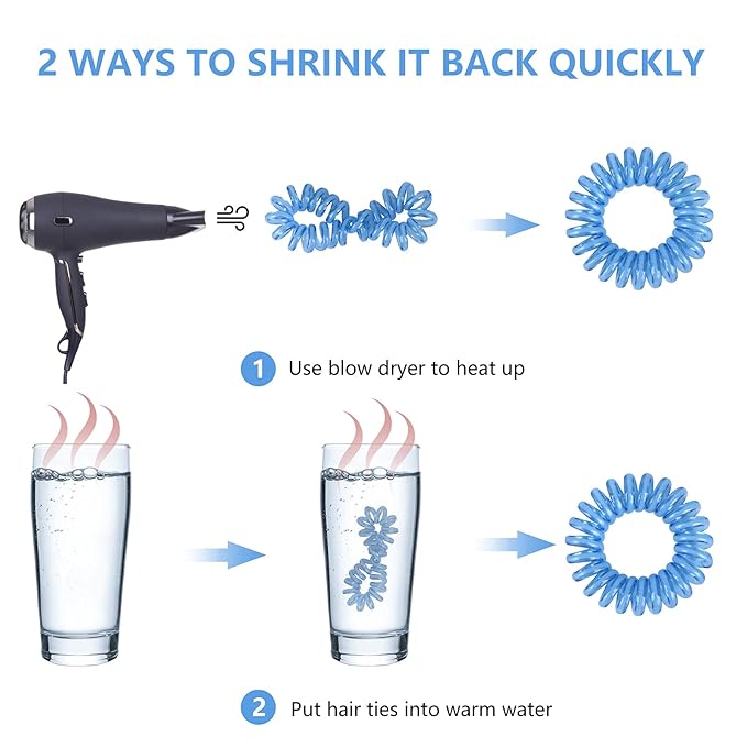 TIZZYT Spiral Hair Ties, No Crease Hair Elastics, Phone Cord Hair Ties, Ponytail Braid Holder For Women And Children, Suitable For Long Lasting Braids, Ponytails, Etc., 18 Pcs- Painless