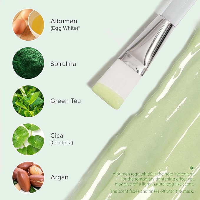 Ebanel Collagen Peptides Wash-Off Face Mask Set, 8 Pack Instant Skin Tightening and Lifting Masks, Brightening Face Mask with Niacinamide, Glutathione, Hyaluronic Acid, Vitamin C, Cica, B5, Albumen